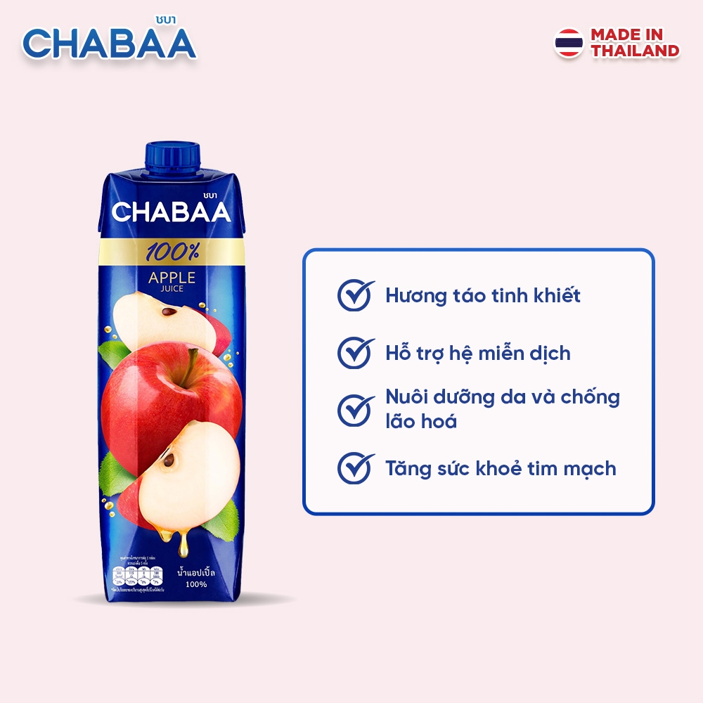 Thùng Nước ép Táo Chabaa - 12 hộp 1L