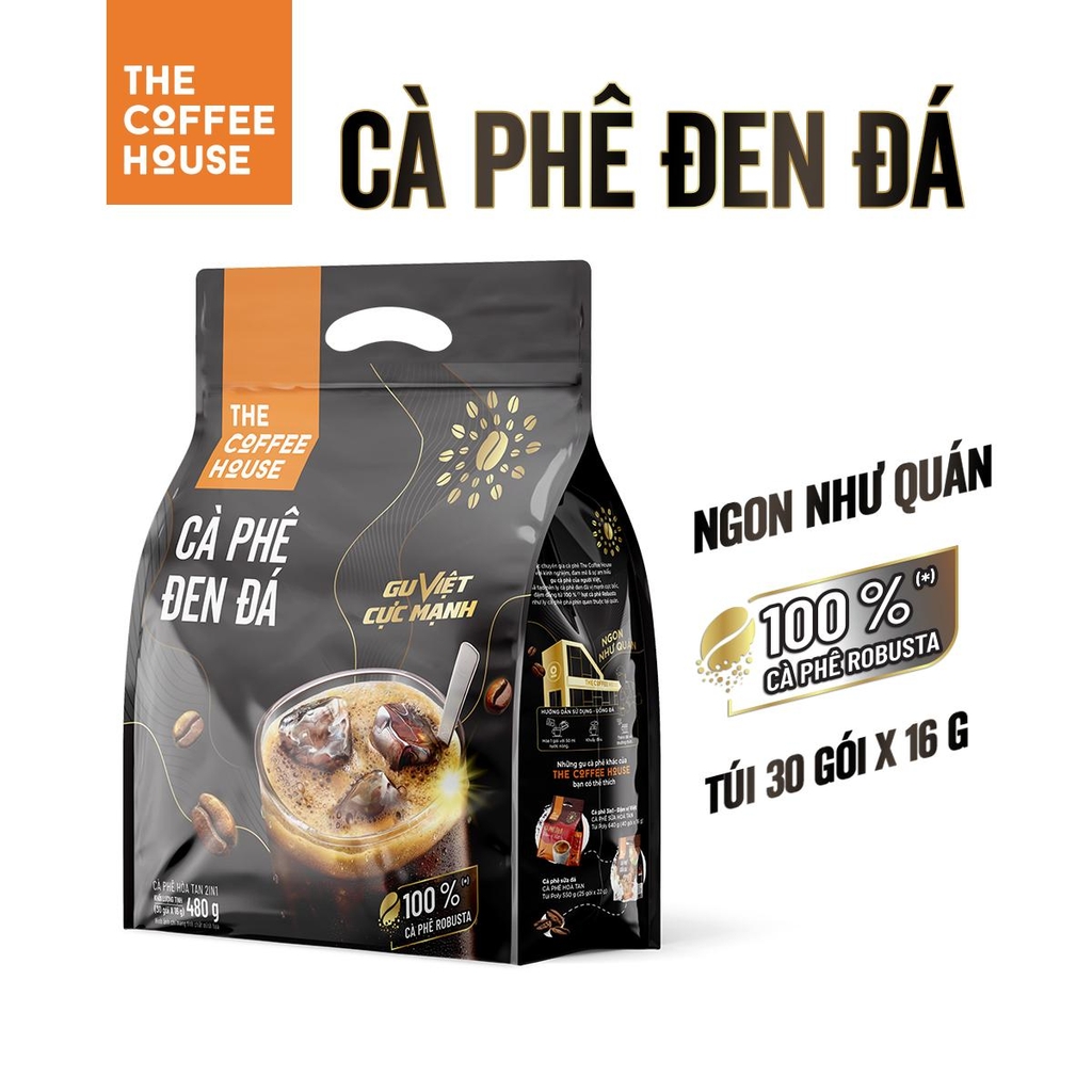 Thùng Túi cà phê đen đá The Coffee House (Túi 30 gói x 16 g)