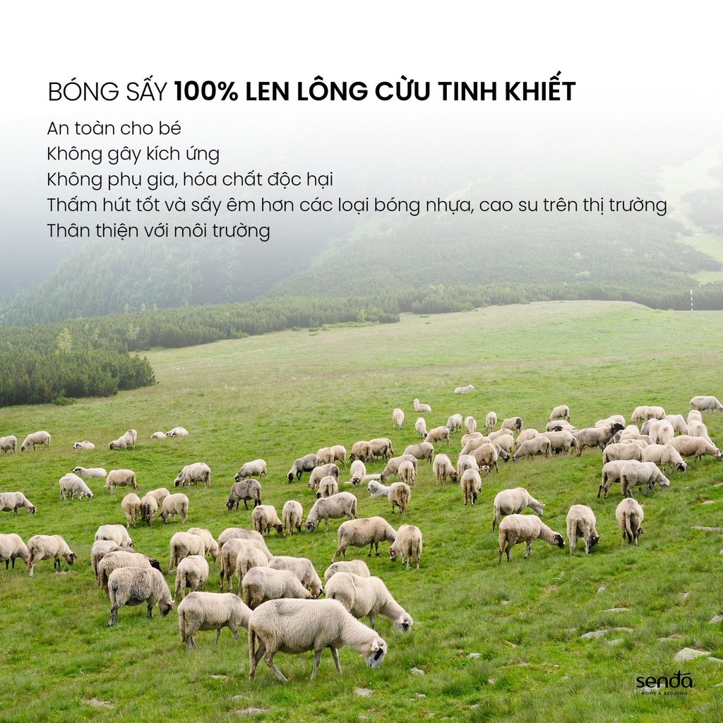 Bóng sấy quần áo len lông cừu,  Wool Dryer Balls 7cm 8cm dùng cho máy sấy quần áo