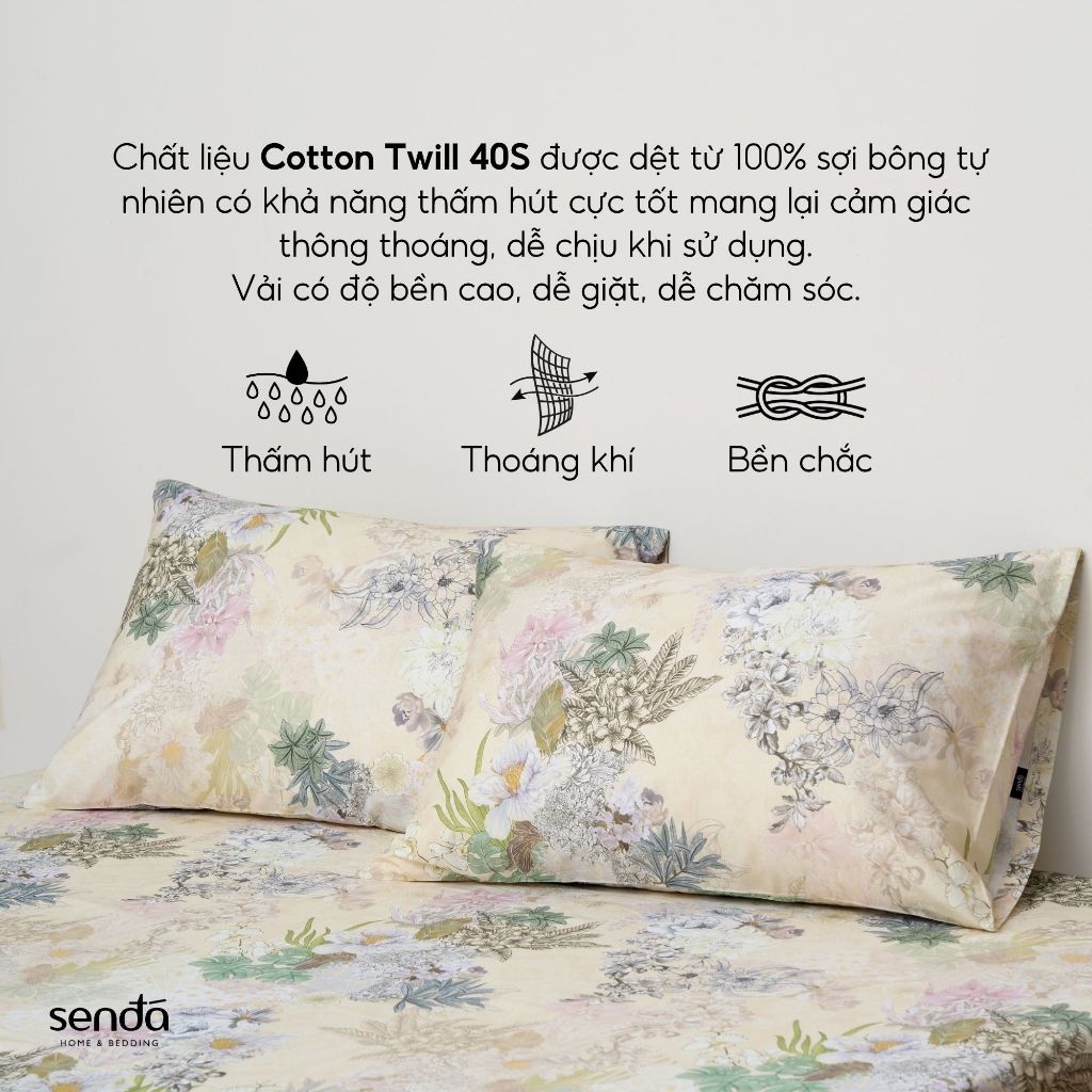 Vỏ gối nằm Cotton 40S họa tiết - Ly ly