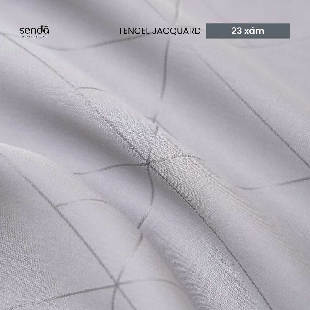 Bộ chăn ga gối 4 món Lụa Tencel Jacquard vân gấm - 23 Xám