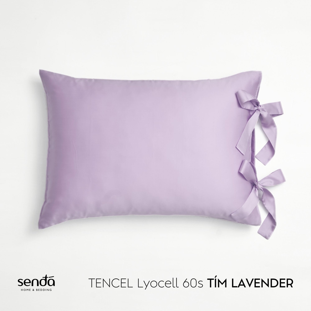 Vỏ gối Nơ Lụa Tencel 50x70cm trơn màu