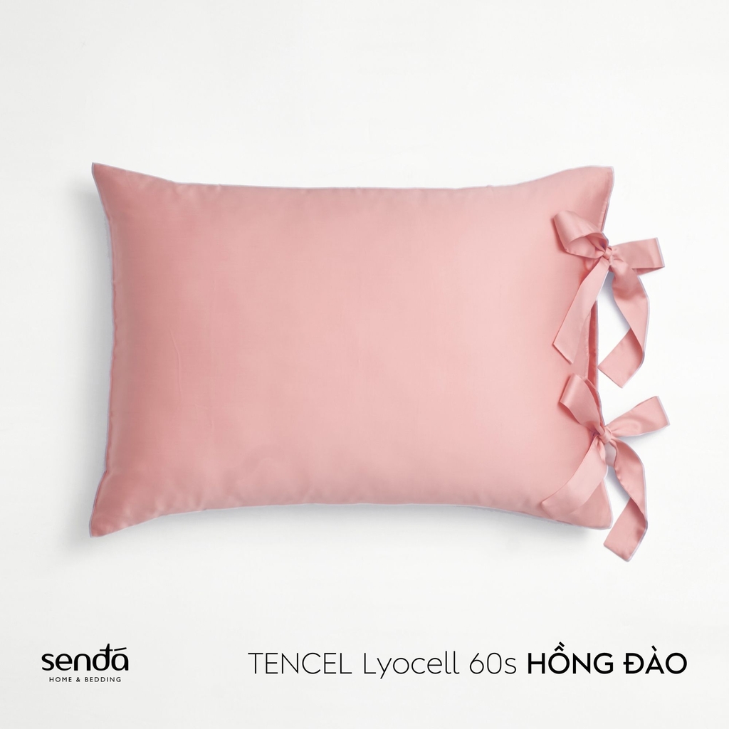 Vỏ gối Nơ Lụa Tencel 50x70cm trơn màu