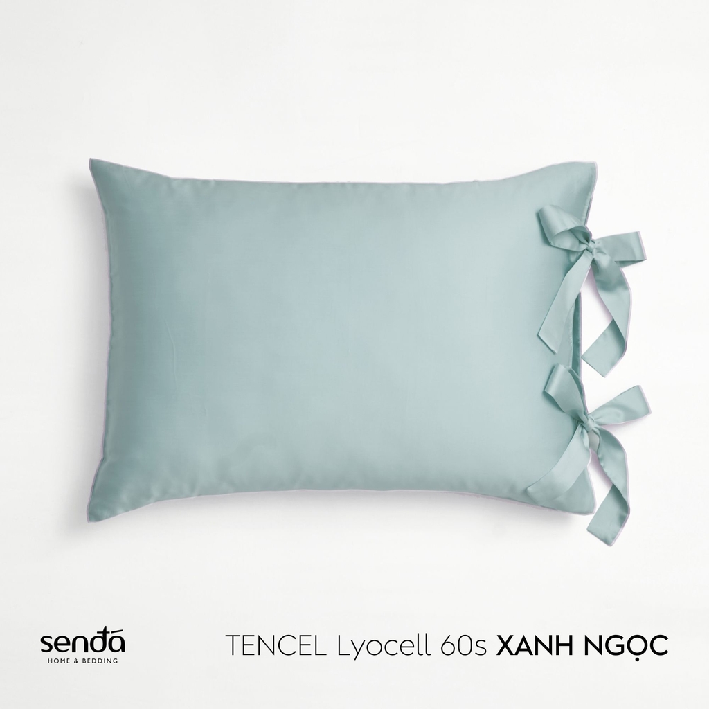 Vỏ gối Nơ Lụa Tencel 50x70cm trơn màu