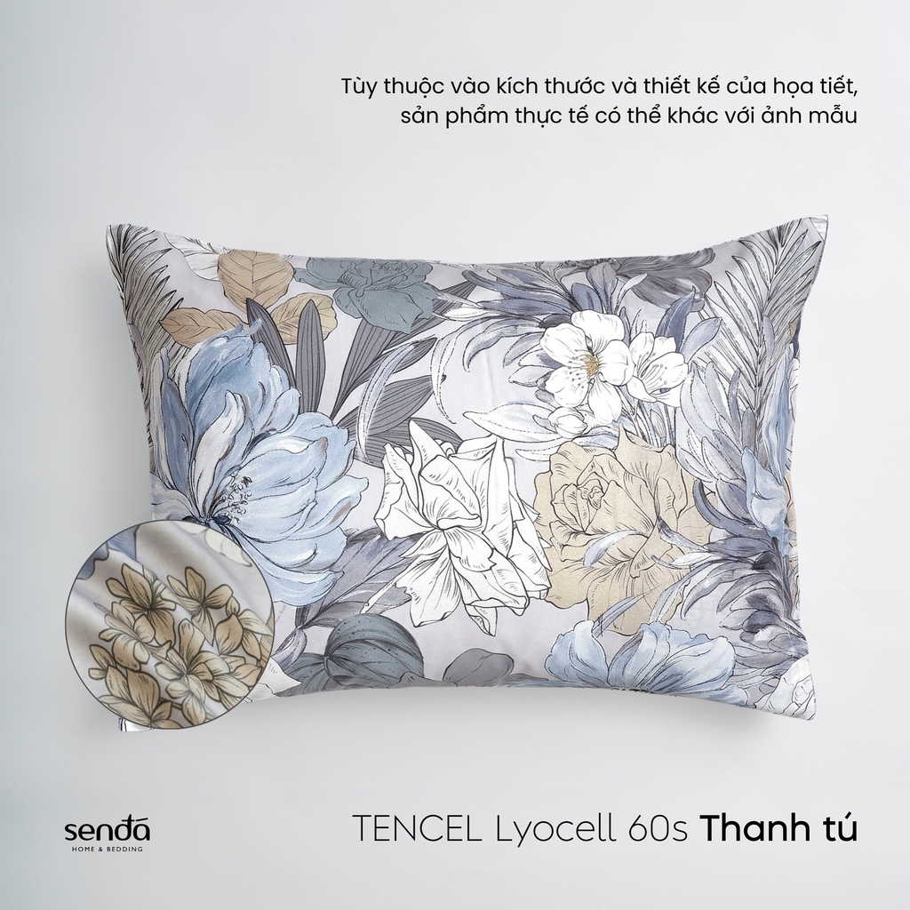 Vỏ gối nằm Lụa Tencel 60S họa tiết - Thanh tú