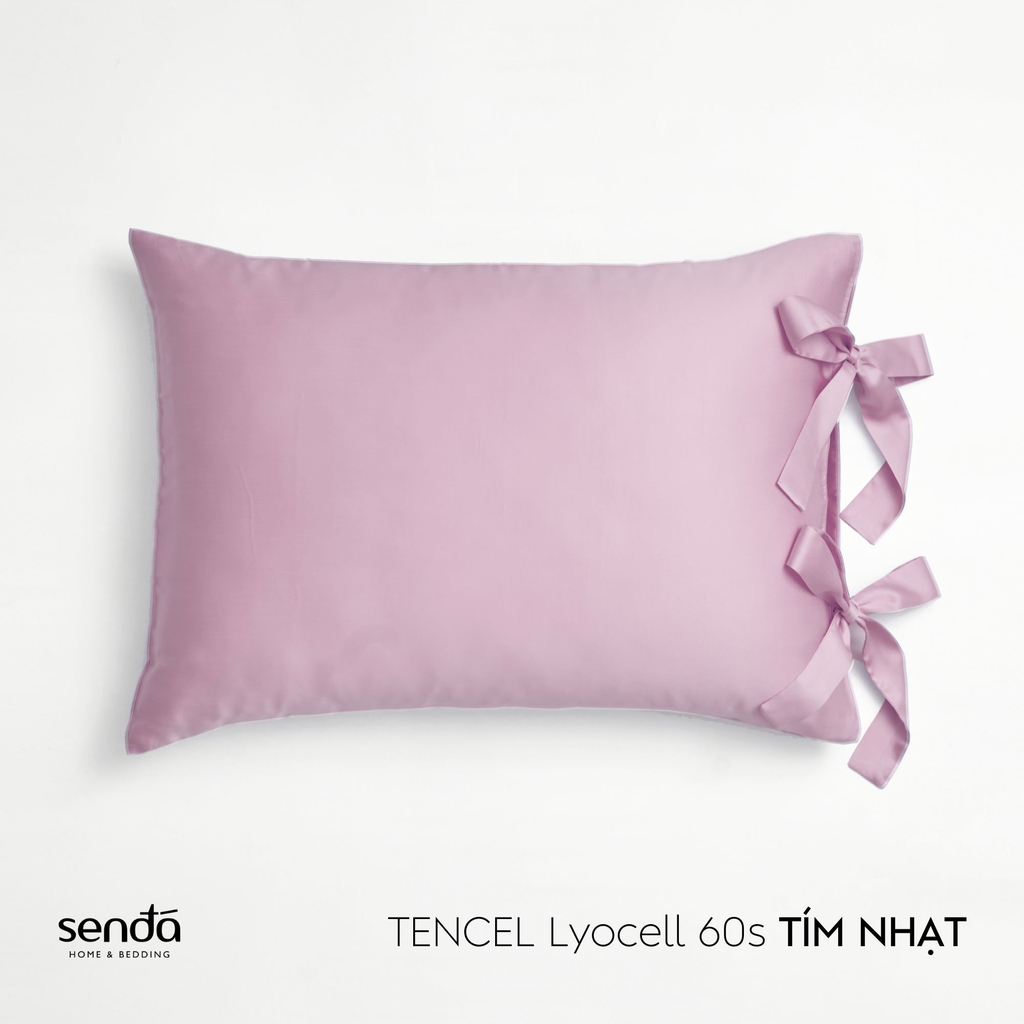 Vỏ gối Nơ Lụa Tencel 50x70cm trơn màu