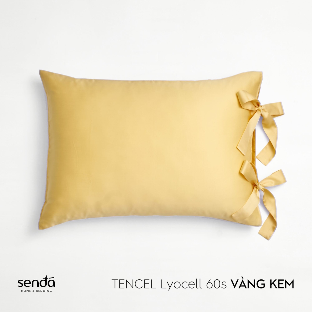 Vỏ gối Nơ Lụa Tencel 50x70cm trơn màu