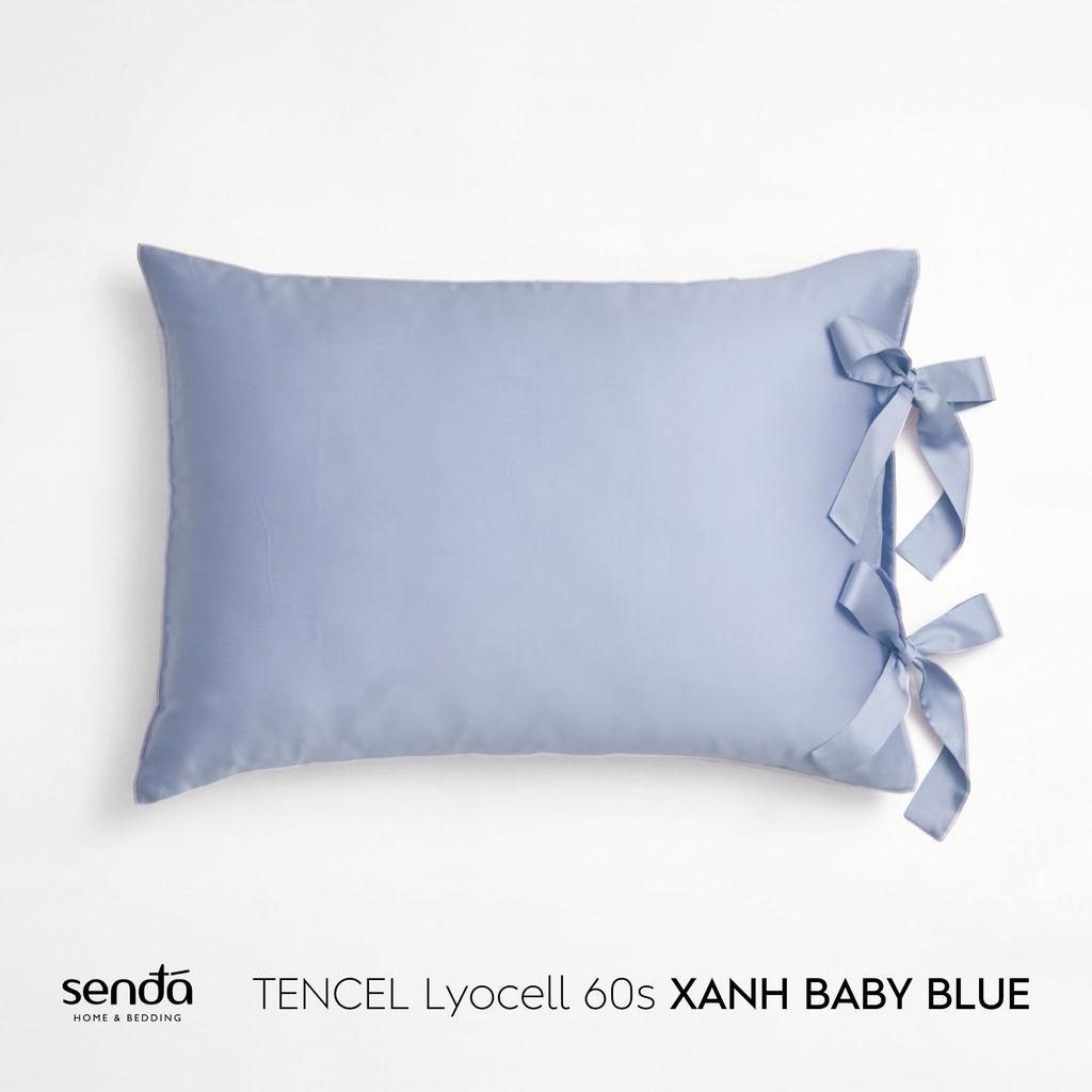 Vỏ gối Nơ Lụa Tencel 50x70cm trơn màu