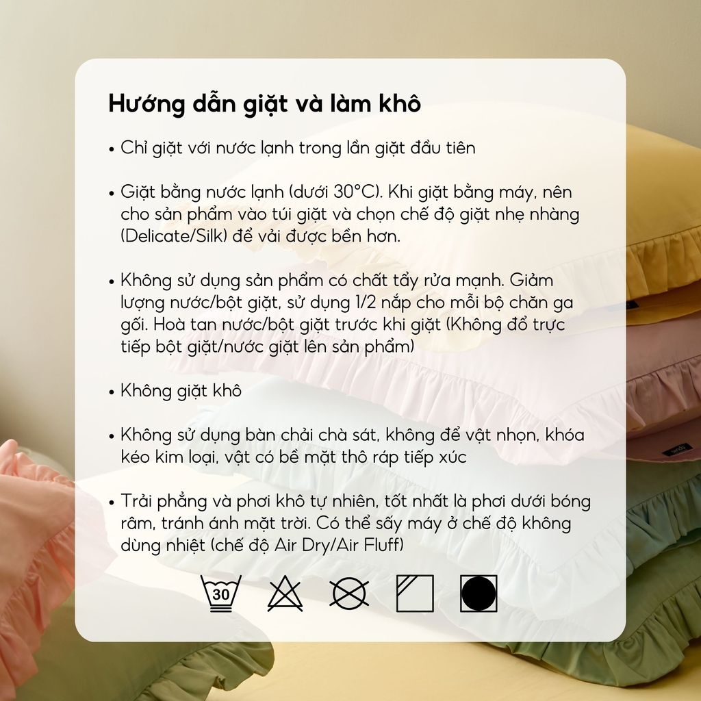 Vỏ gối Bèo Lụa Tencel 50x70 cm trơn màu