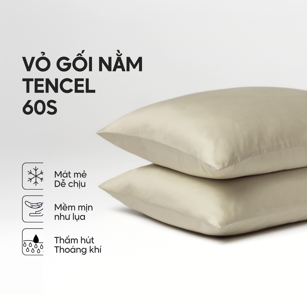 Vỏ gối nằm Lụa Tencel trơn màu