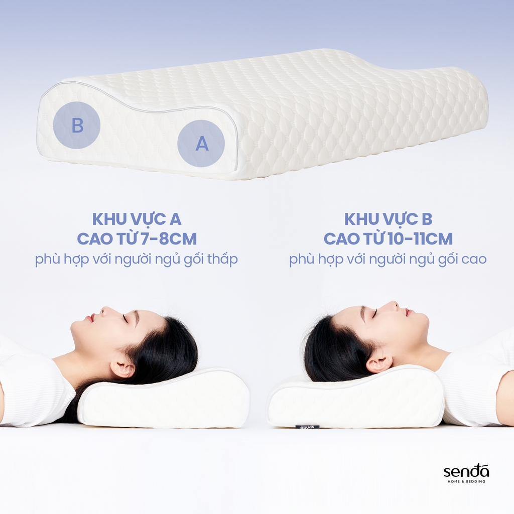 Gối cao su non chống đau mỏi cổ vai gáy, ruột gối ngủ công thái học Memory Foam người lớn cao cấp