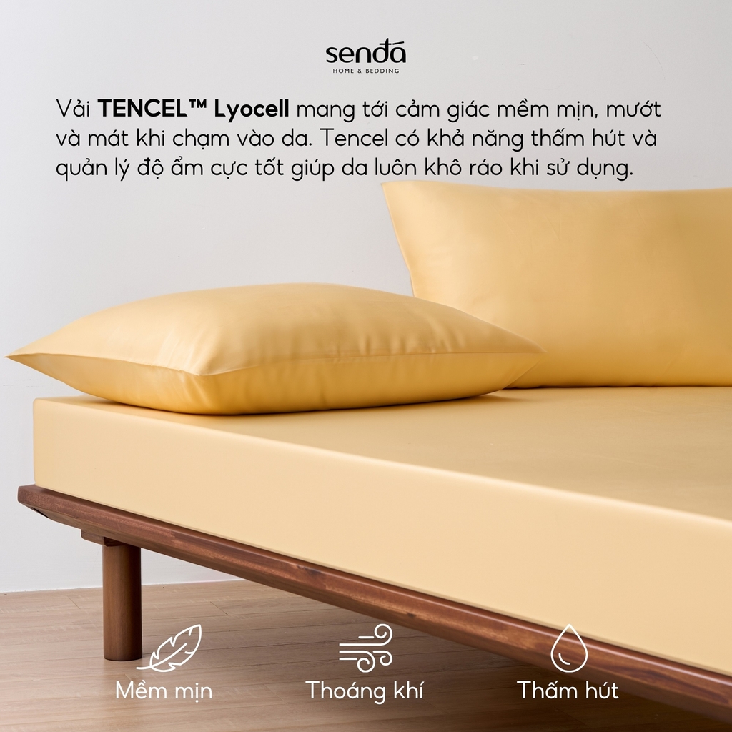 Bộ ga gối 3 món Lụa Tencel trơn màu