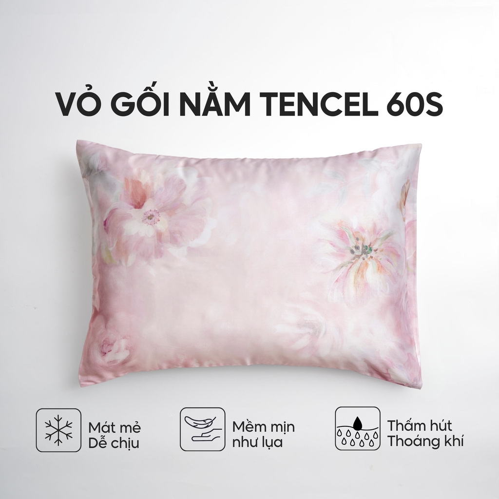 Vỏ gối nằm Lụa Tencel 60S họa tiết - Đào vân