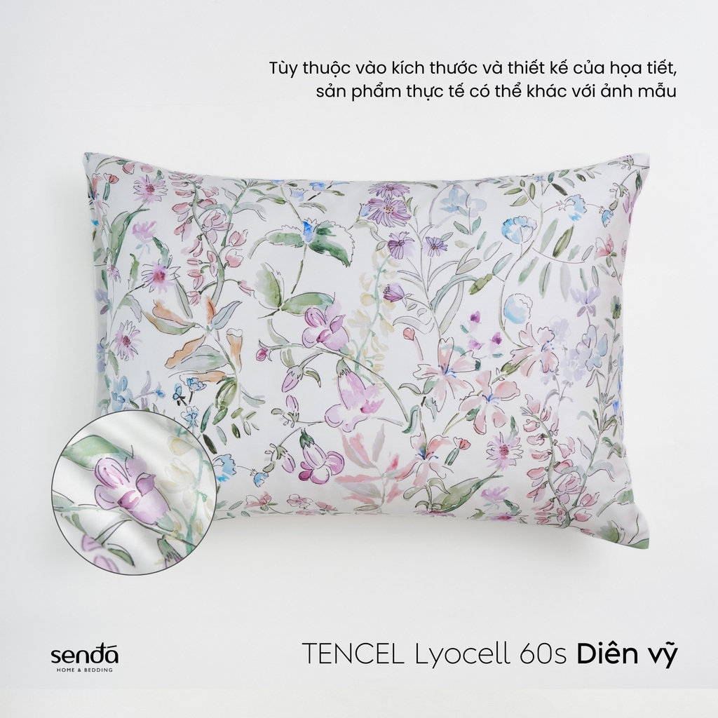 Vỏ gối nằm Lụa Tencel 60S họa tiết - Diên vỹ