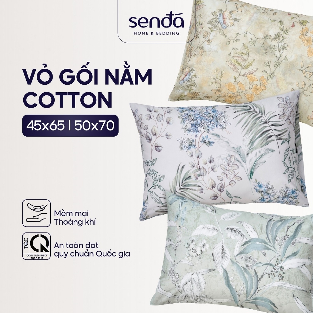Vỏ gối nằm Cotton 40S họa tiết - Trúc xám