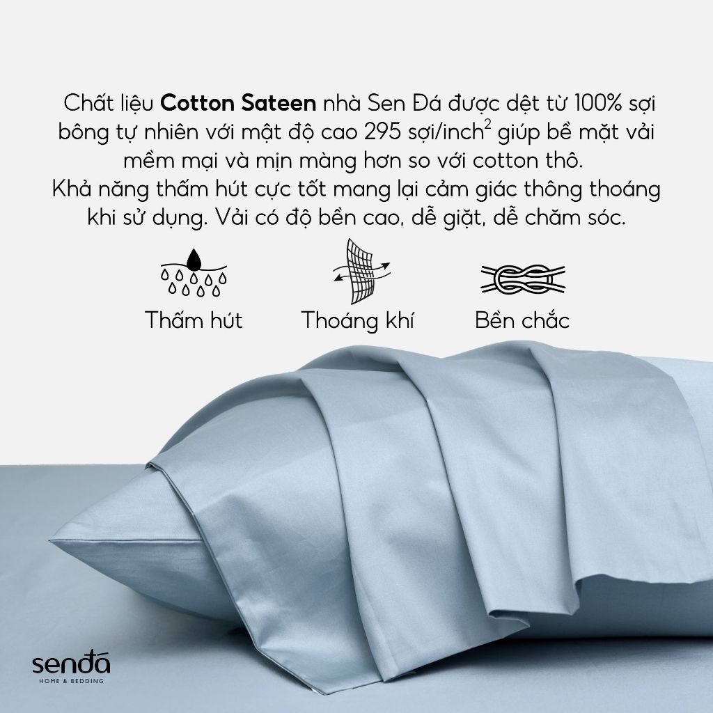 Vỏ gối Cotton Sateen 50S trơn màu