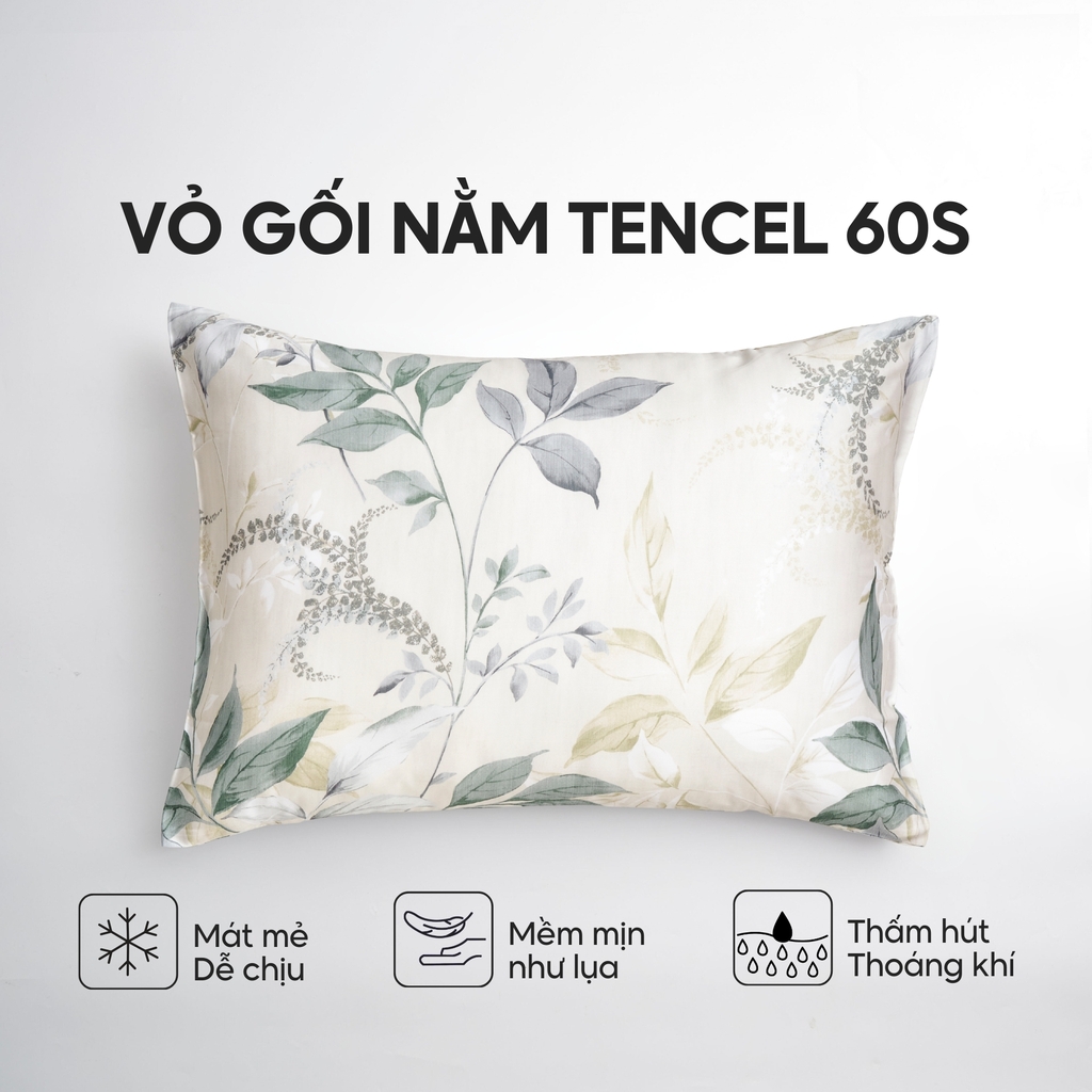 Vỏ gối nằm Lụa Tencel 60S họa tiết - Thanh trúc