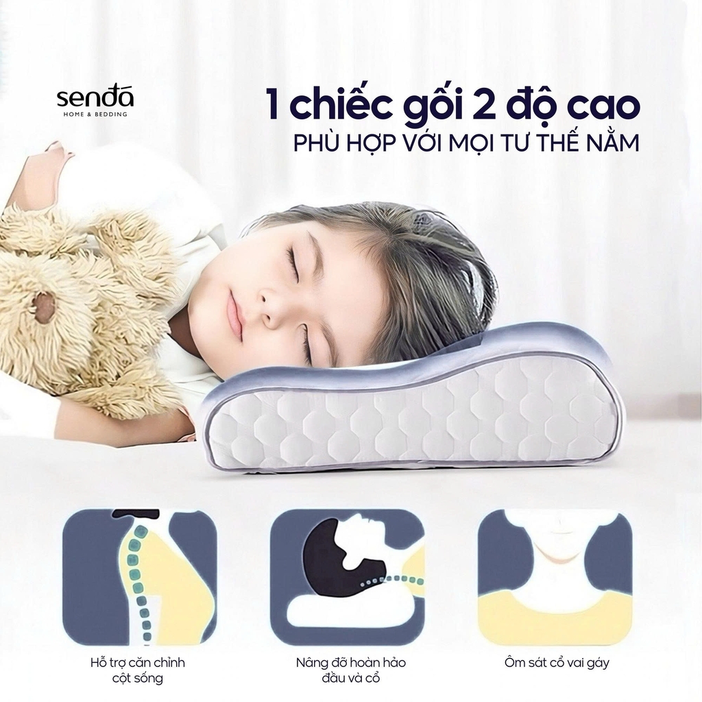 Gối cao su non hỗ trợ ngủ ngon cho bé, ruột gối ngủ sâu Memory Foam trẻ em cao cấp