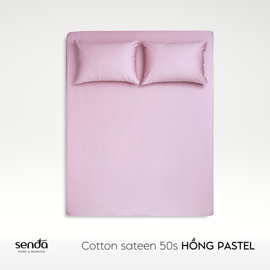 Bộ ga gối 3 món Cotton Sateen 50S trơn màu