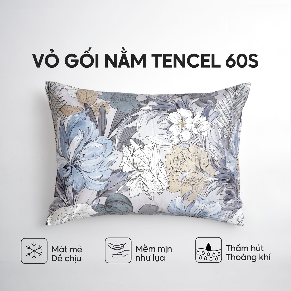 Vỏ gối nằm Lụa Tencel 60S họa tiết - Thanh tú