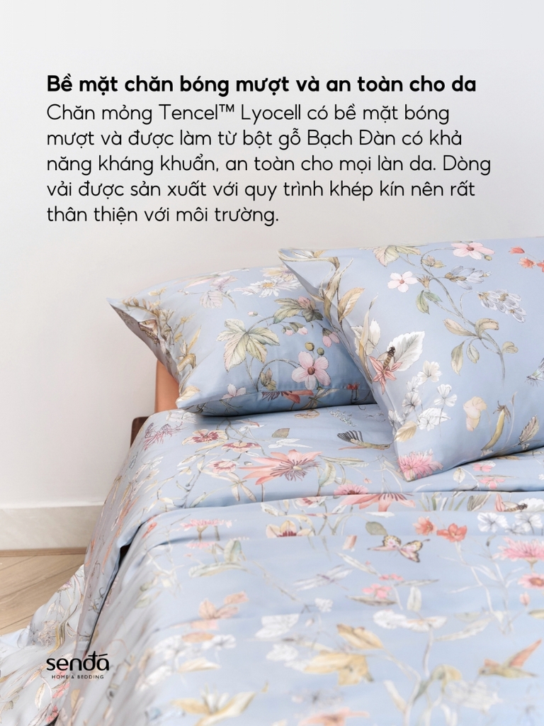Vỏ chăn mỏng Lụa Tencel 60S họa tiết - Daisy Xám