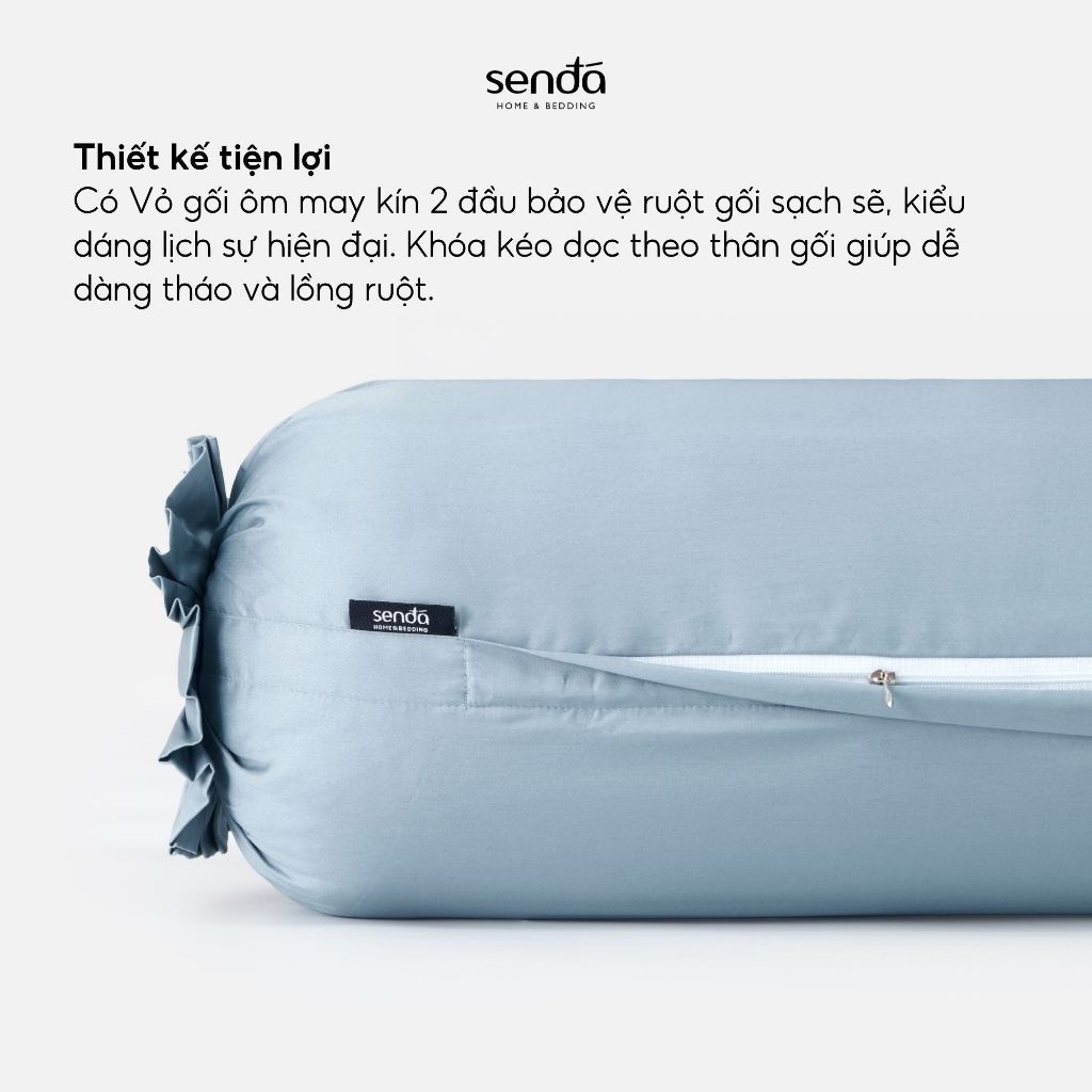 Vỏ gối ôm Cotton Sateen 50S trơn màu