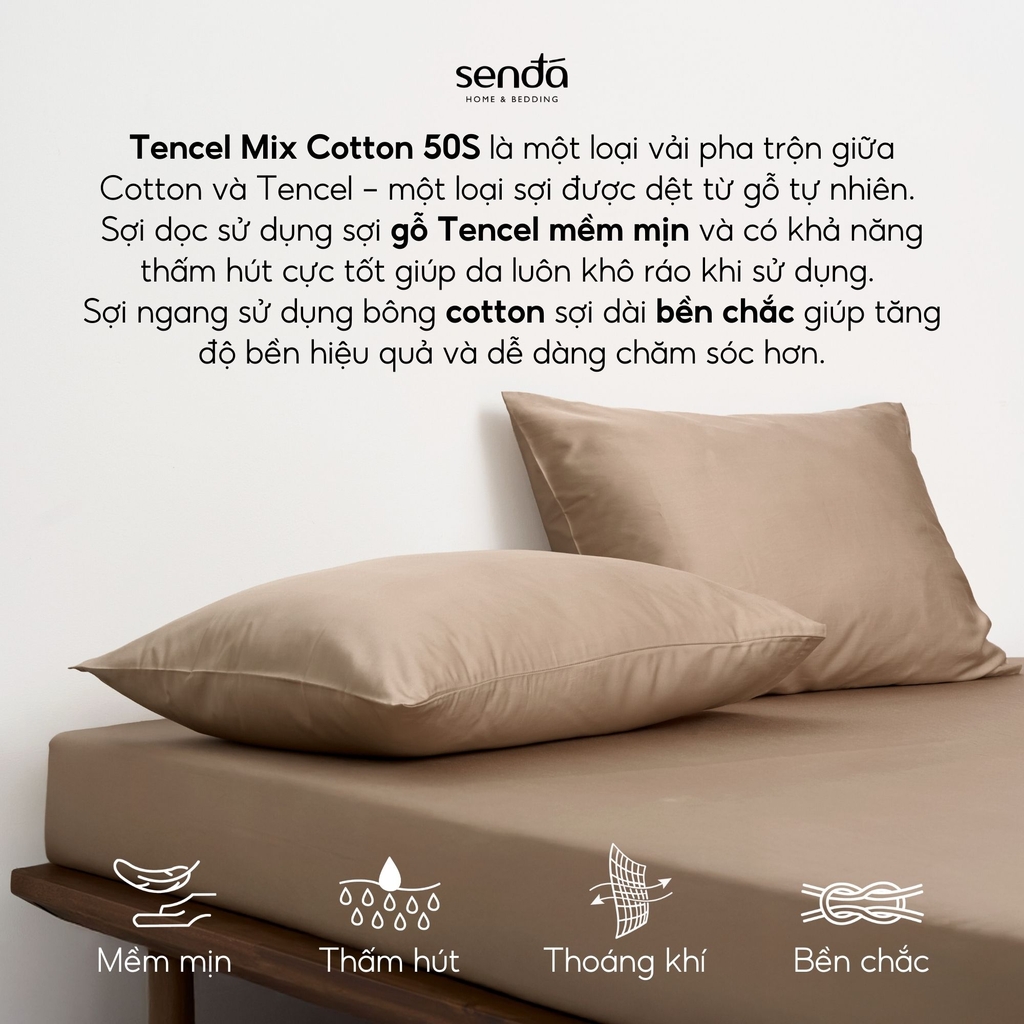 Bộ ga gối 3 món Tencel Cotton trơn màu