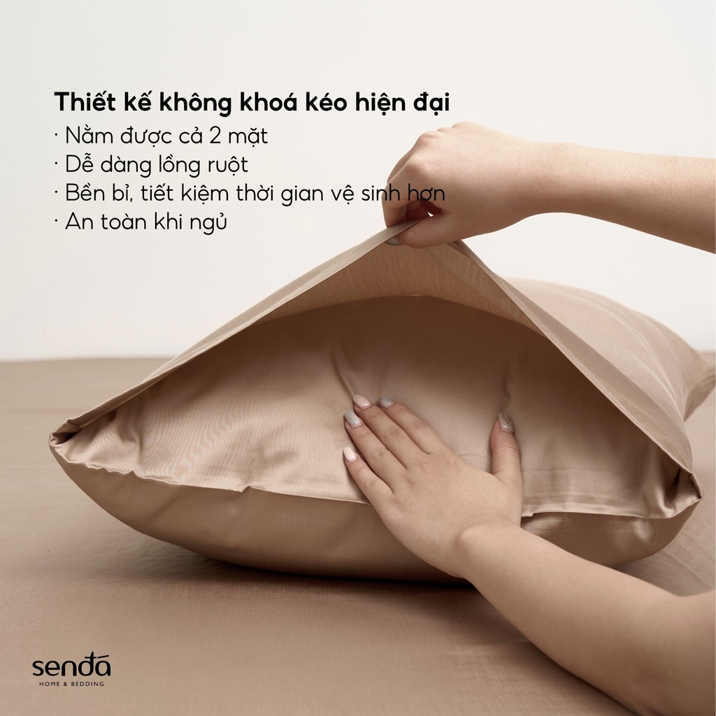 Bộ ga gối 3 món Tencel Cotton trơn màu