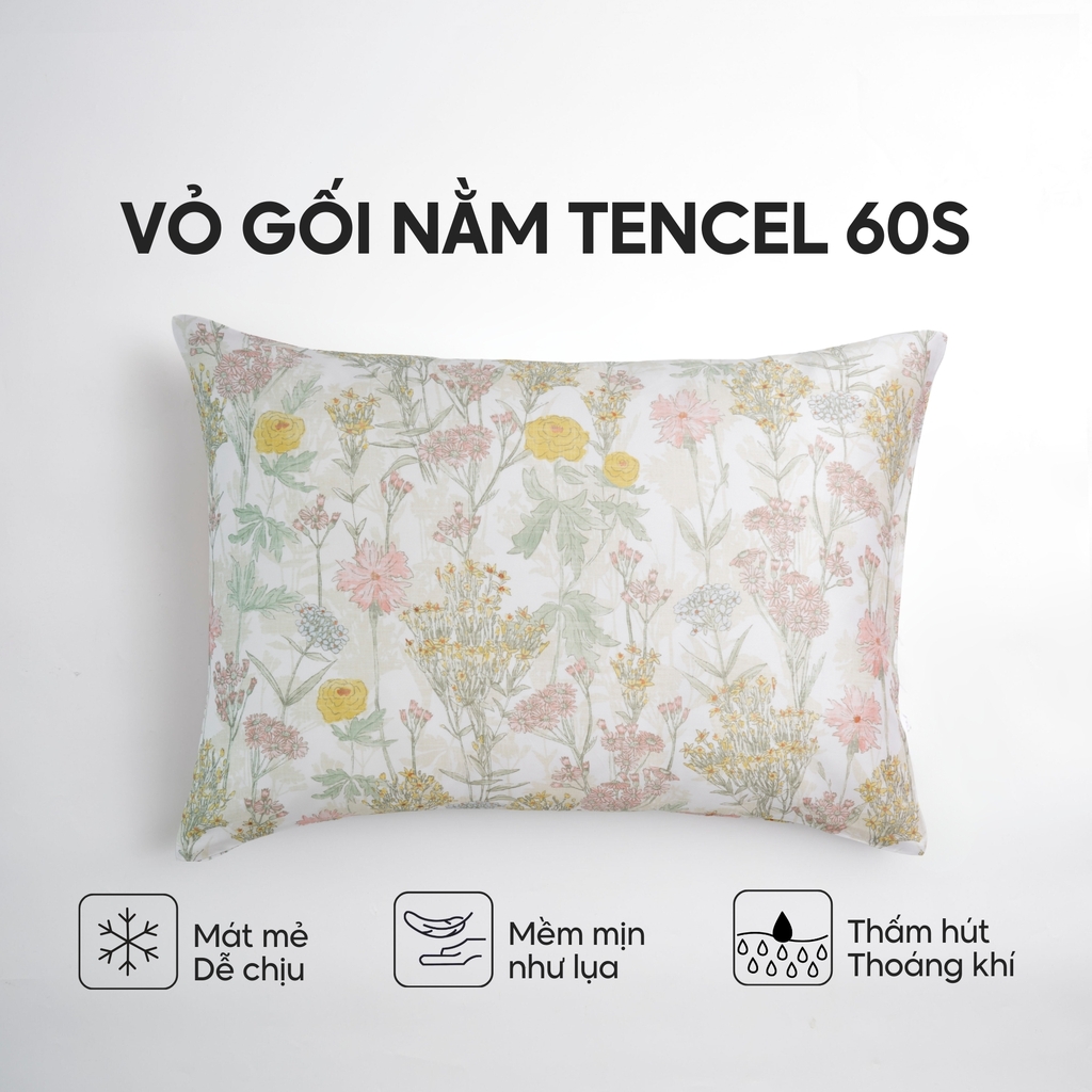 Vỏ gối nằm Lụa Tencel 60S họa tiết - Daisy