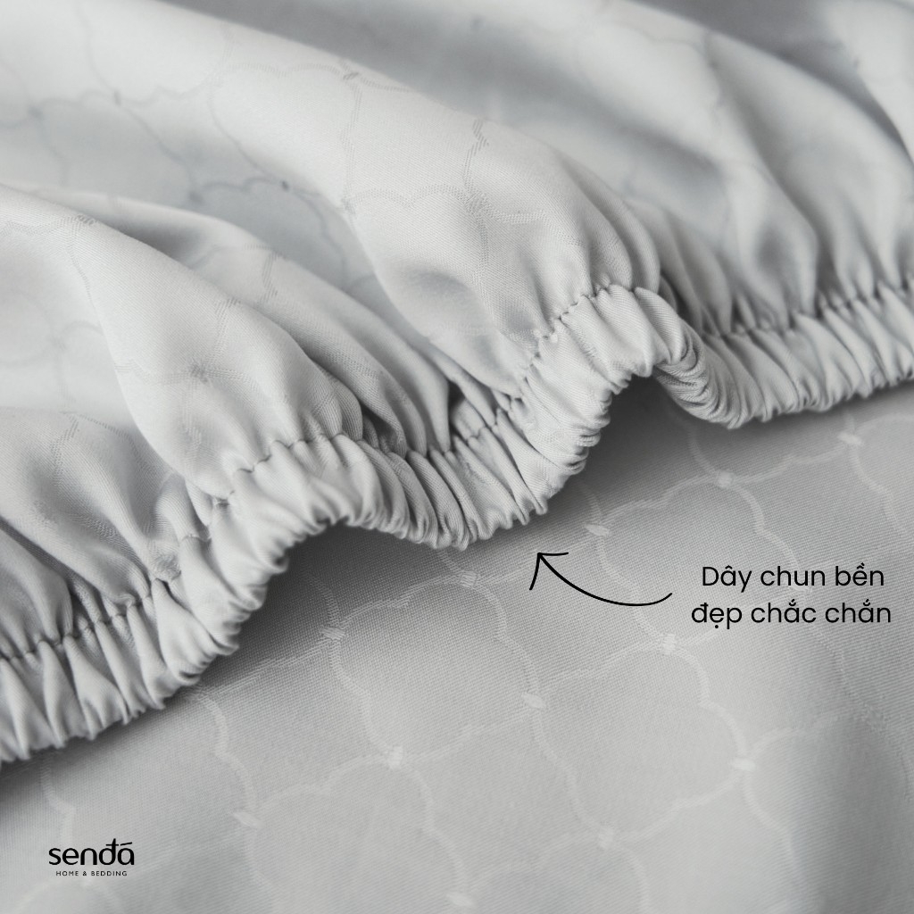 Bộ ga gối 3 món Lụa Tencel Jacquard vân gấm - 25 Xám be