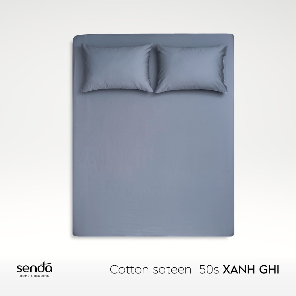 Bộ ga gối 3 món Cotton Sateen 50S trơn màu