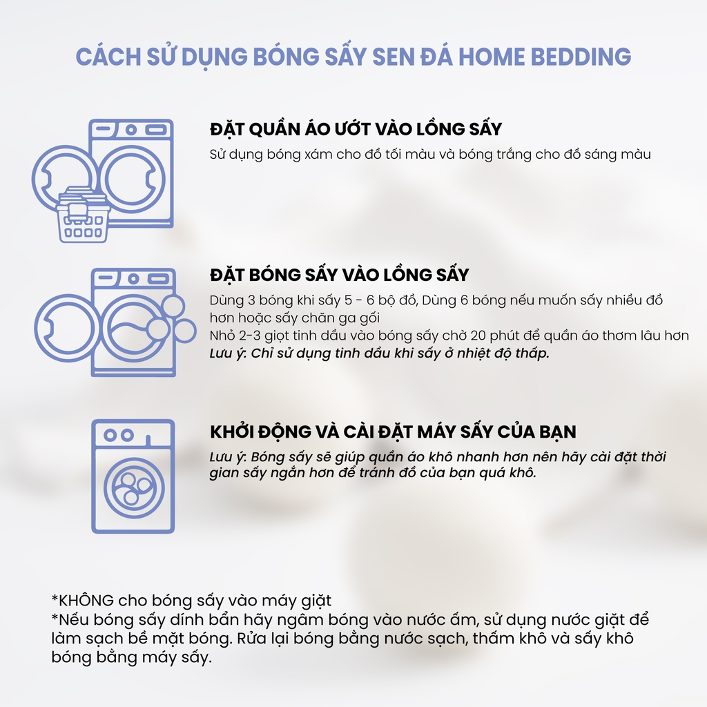 Bóng sấy quần áo len lông cừu,  Wool Dryer Balls 7cm 8cm dùng cho máy sấy quần áo