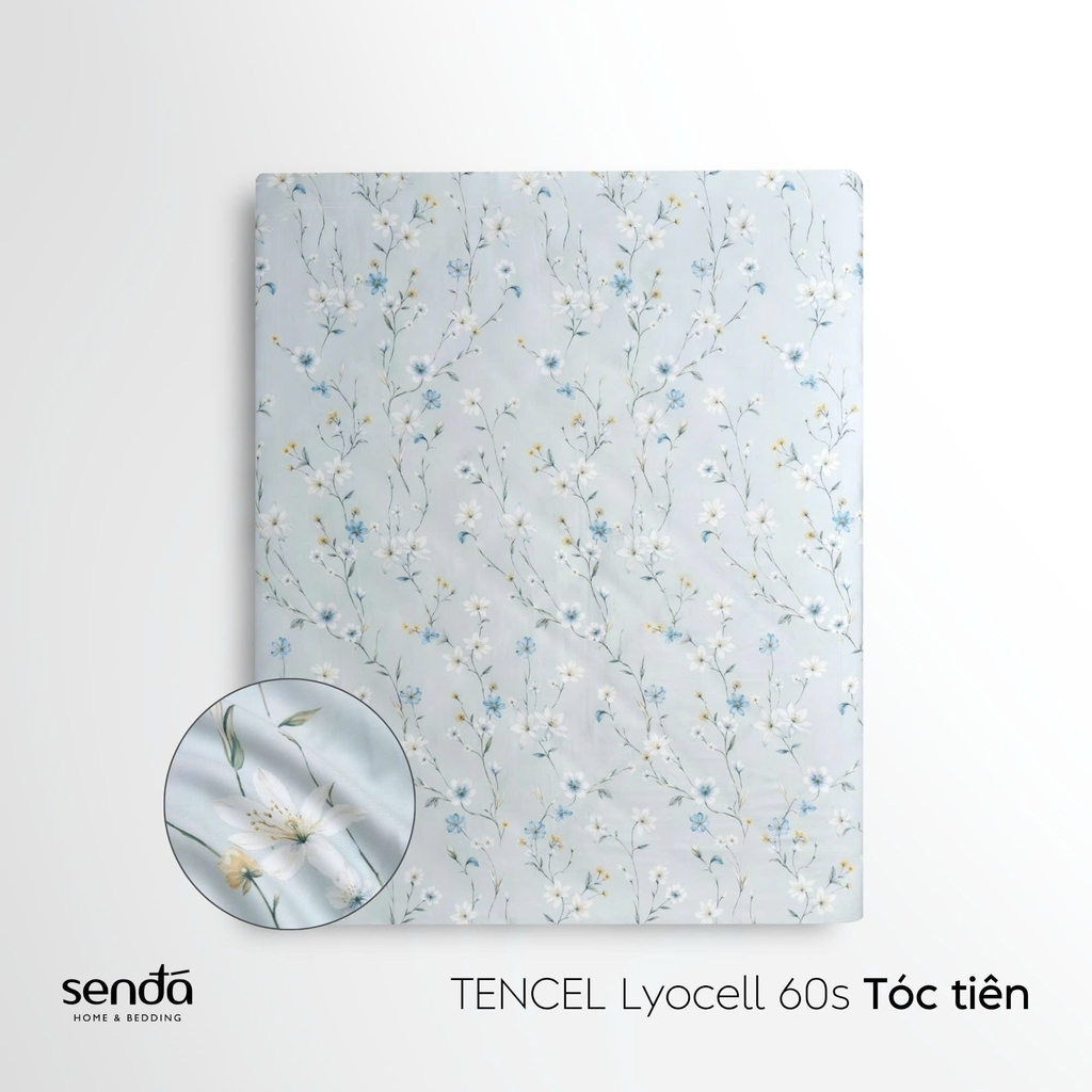 Bộ ga gối 3 món Lụa Tencel 60S họa tiết - Tóc tiên