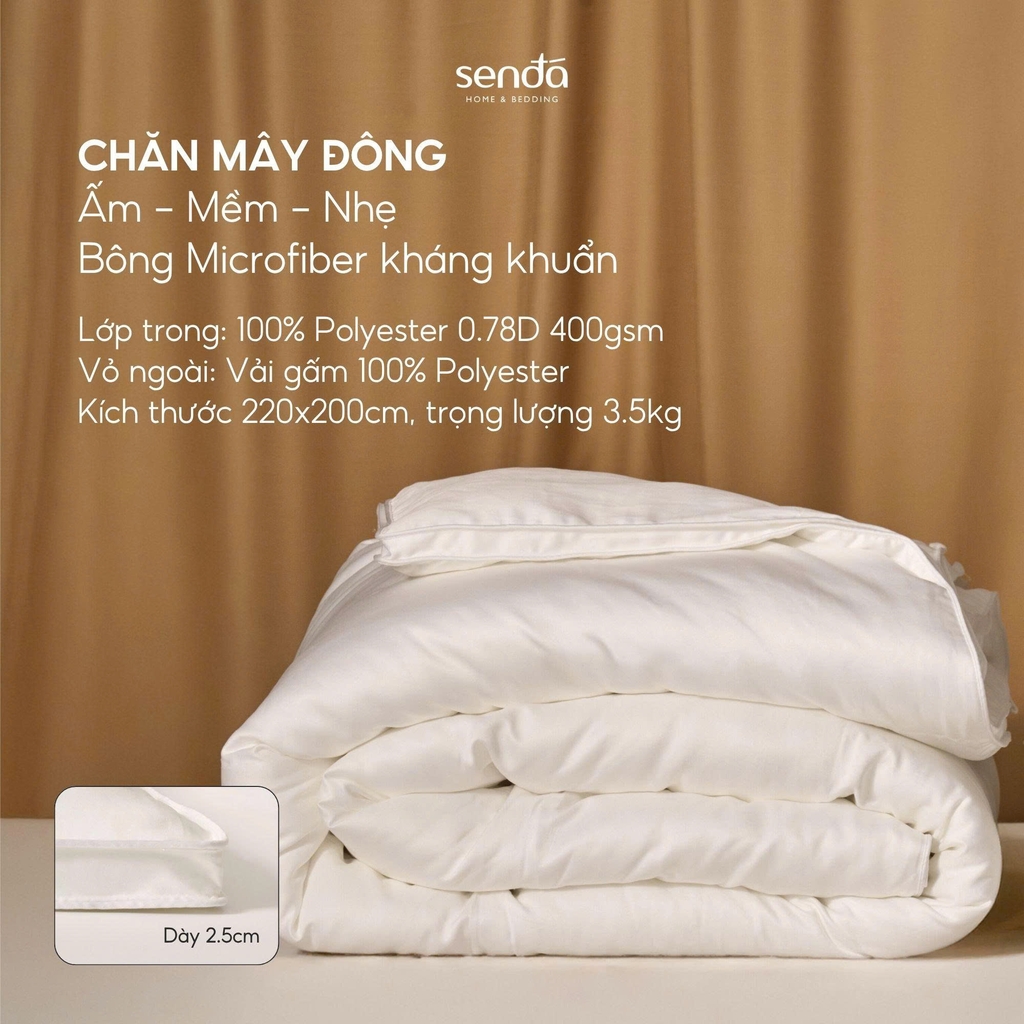 Ruột chăn Mây 220x200 bông Microfiber