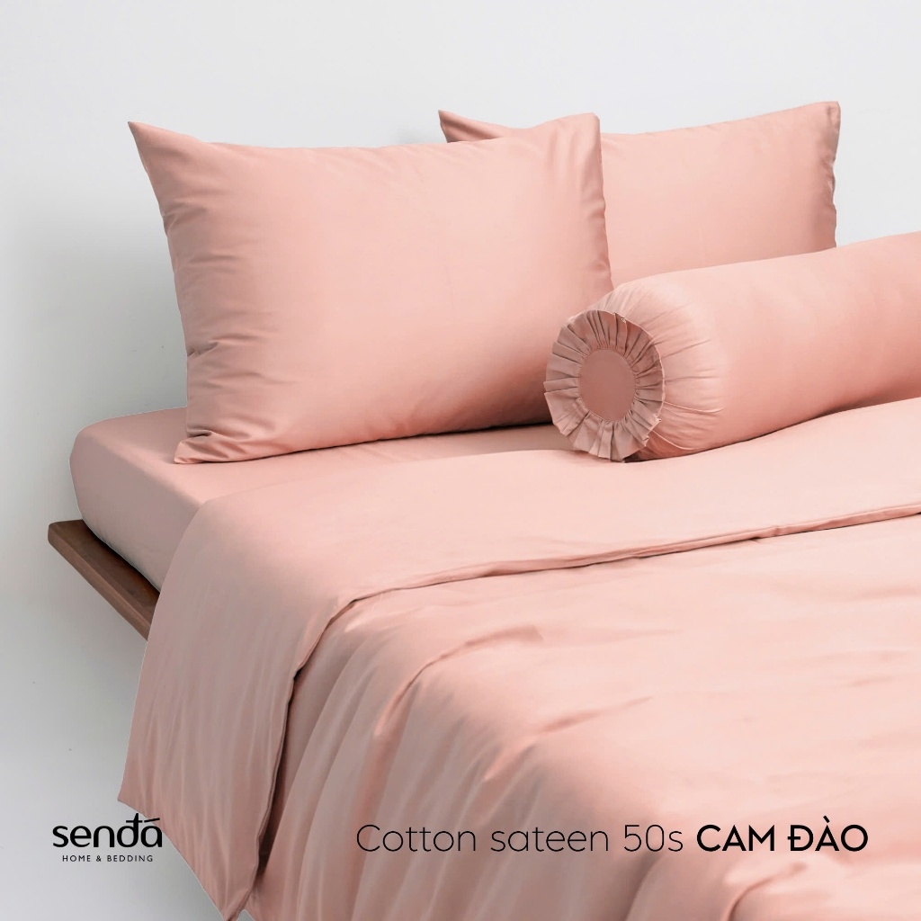 Bộ chăn ga gối 5 món Cotton Sateen 50S trơn màu