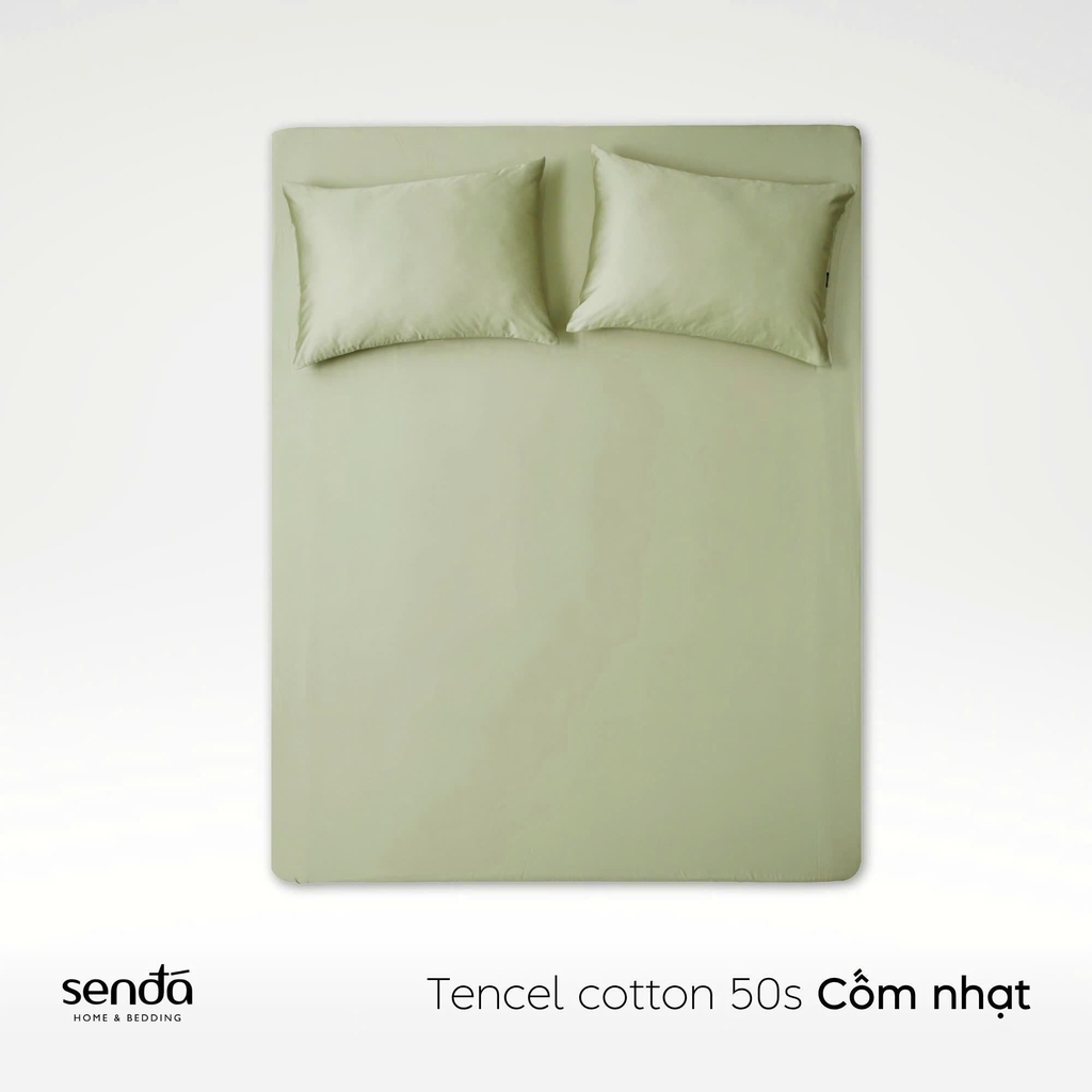 Bộ ga gối 3 món Tencel Cotton trơn màu
