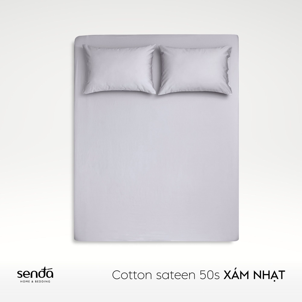 Bộ ga gối 3 món Cotton Sateen 50S trơn màu
