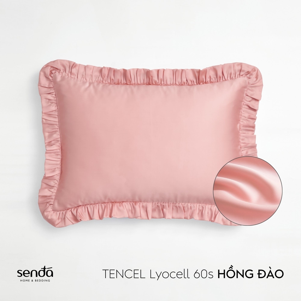 Vỏ gối Bèo Lụa Tencel 50x70 cm trơn màu