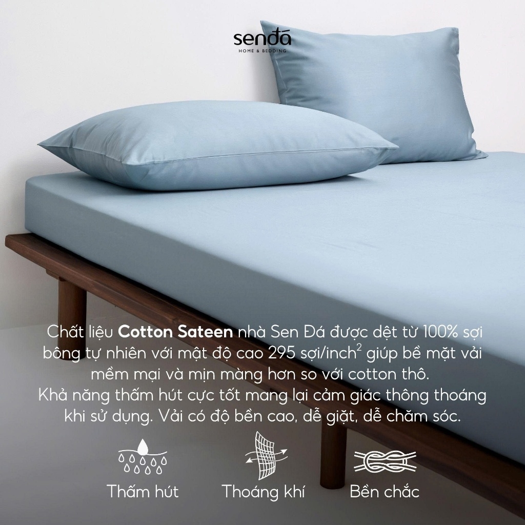 Ga giường Cotton Sateen 50S trơn màu