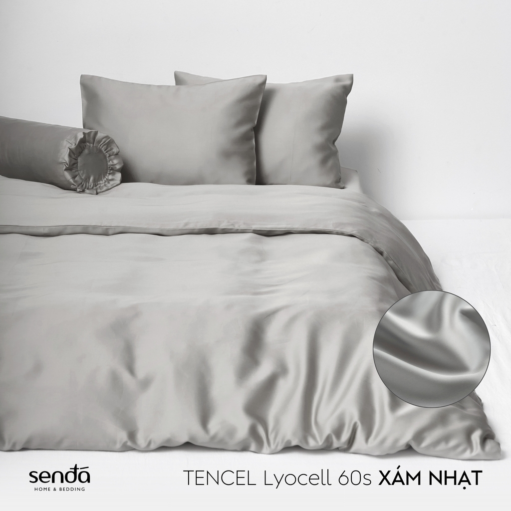 Bộ 5 món chăn ga gối Lụa Tencel trơn màu 2