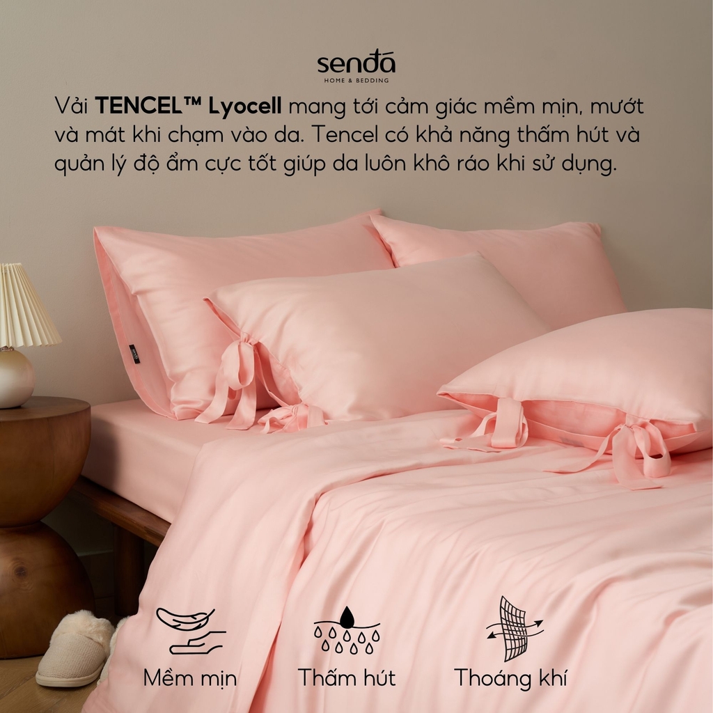 Vỏ gối Nơ Lụa Tencel 50x70cm trơn màu