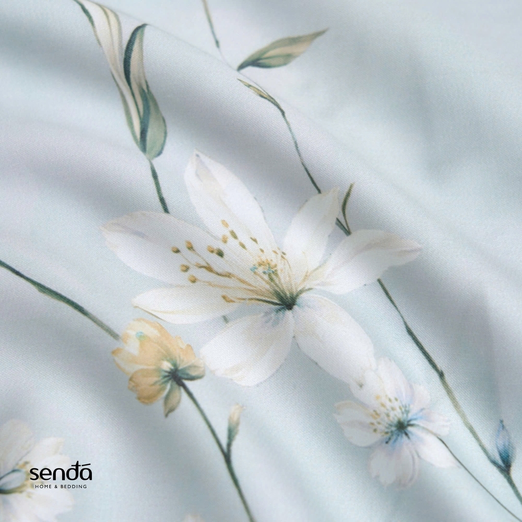 Bộ ga gối 3 món Lụa Tencel 60S họa tiết - Tóc tiên