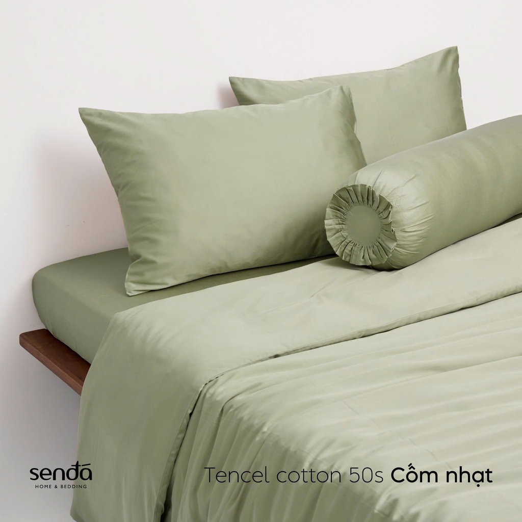 Bộ chăn ga gối 5 món Tencel Cotton trơn màu