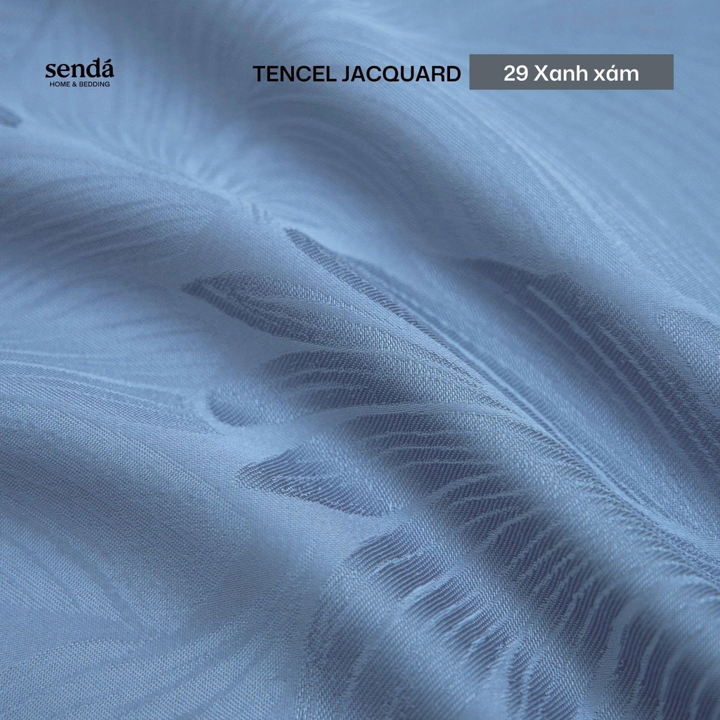 Bộ chăn ga gối 4 món Lụa Tencel Jacquard vân gấm - 29 Xanh xám