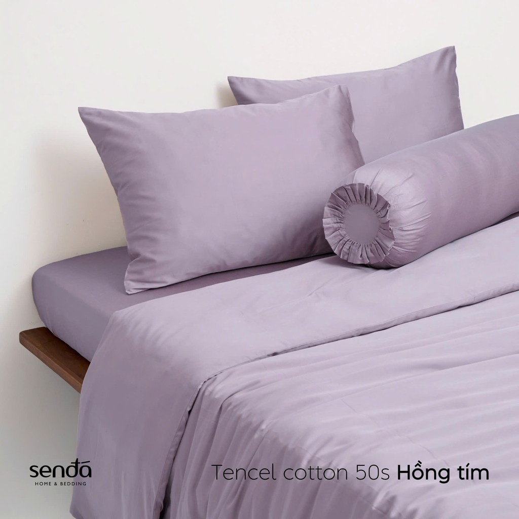 Bộ chăn ga gối 5 món Tencel Cotton trơn màu