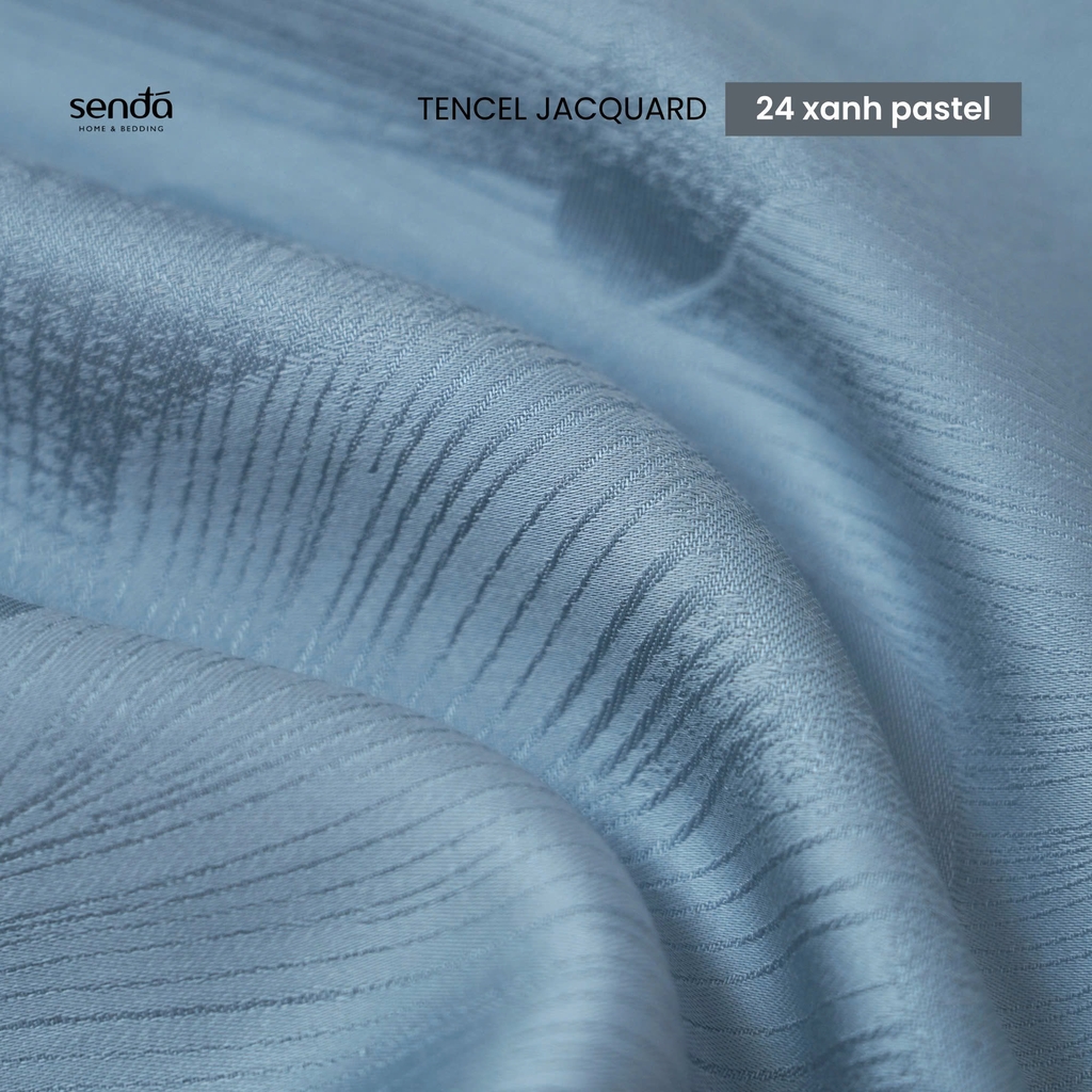Bộ chăn ga gối 4 món Lụa Tencel Jacquard vân gấm - 24 Xanh pastel