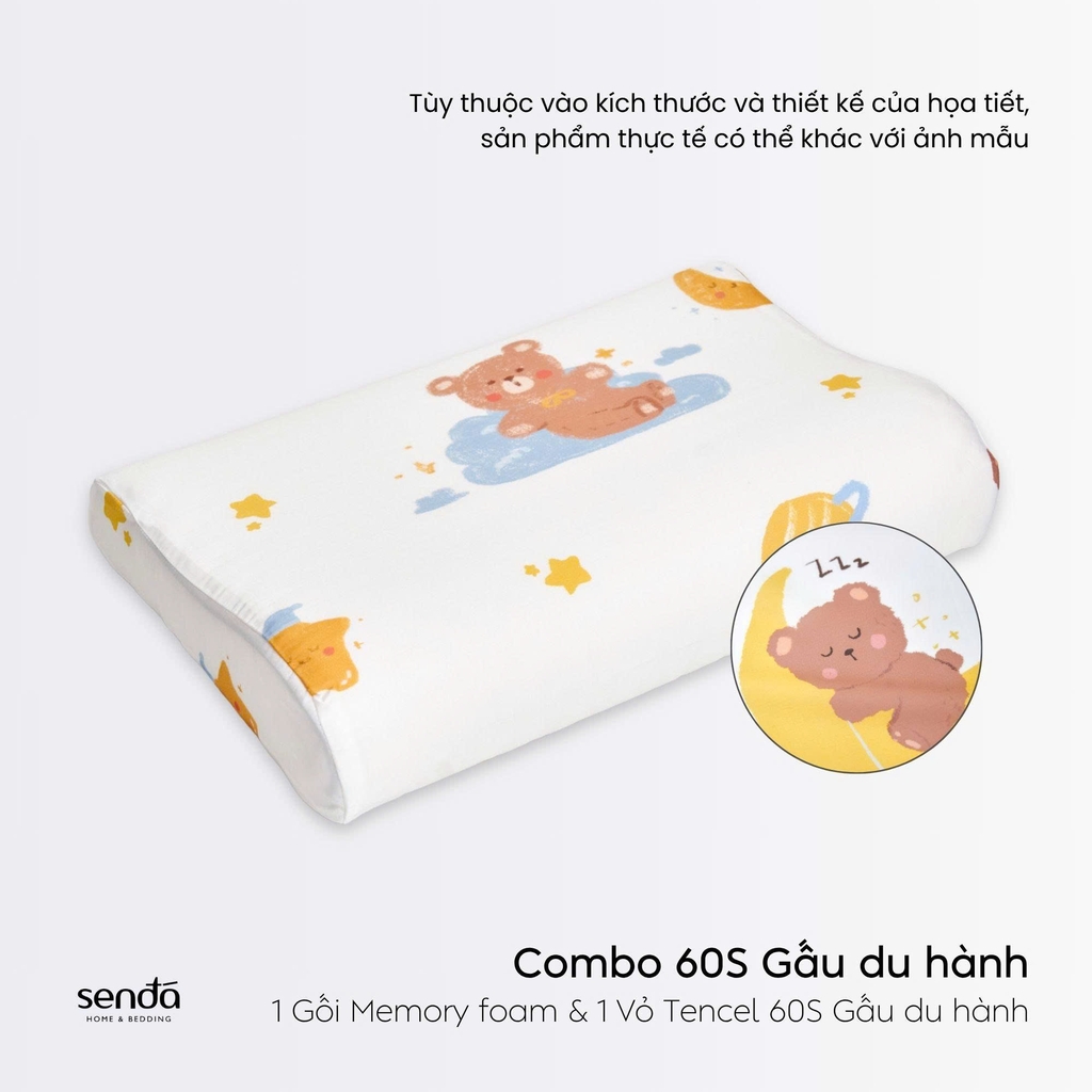 Gối cao su non hỗ trợ ngủ ngon cho bé, ruột gối ngủ sâu Memory Foam trẻ em cao cấp