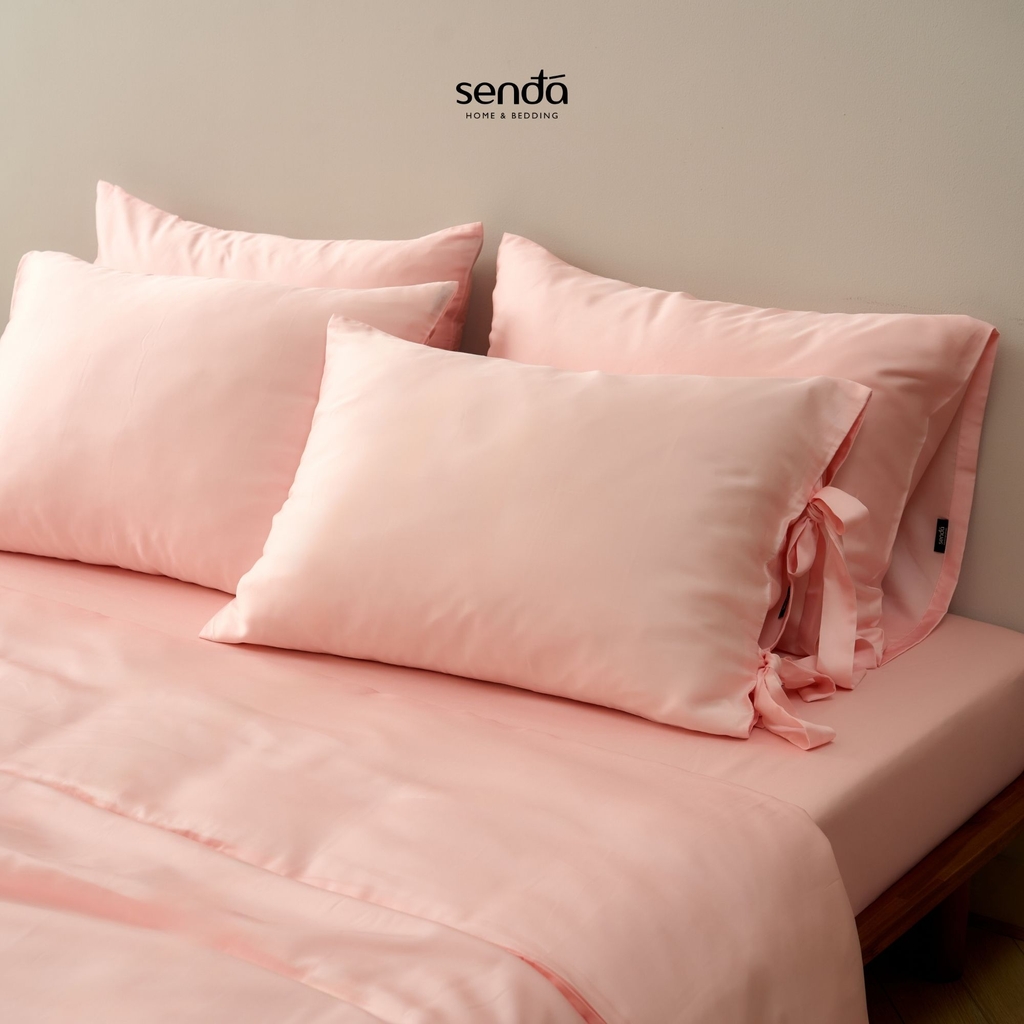 Vỏ gối Nơ Lụa Tencel 50x70cm trơn màu