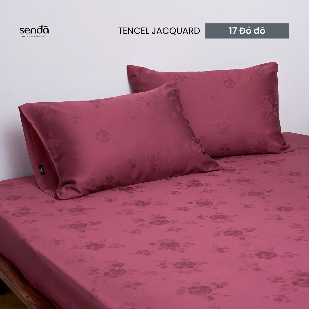Bộ ga gối 3 món Lụa Tencel Jacquard vân gấm