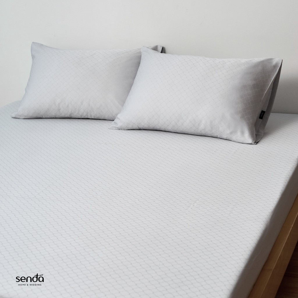 Bộ ga gối 3 món Lụa Tencel Jacquard vân gấm - 14 xanh pastel